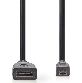 Video kabel Nedis High Speed HDMI™ kabel zástrčka HDMI micro - zásuvka HDMI , 0.2 m, černá (CVGP34790BK02)