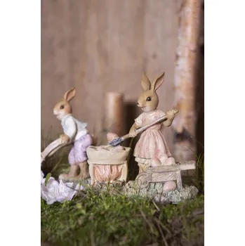 Velikonoční dekorace Velikonoční dekorace králičí slečny nabírající vajíčka - 12*6*12 cm