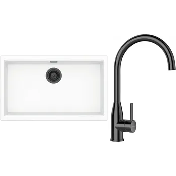 Granitový dřez Set Schock S29-5 (dřez Kiruna N-100XL Day + baterie Kavus Gunmetal + komponenty Gunmetal)