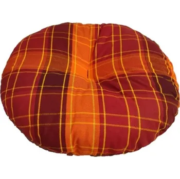 Podsedák Sedák na taburetku kulatý - průměr 35cm - oranžovočervená kostka