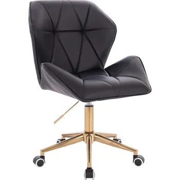 Křeslo Kadeřnické křeslo ekokůže Horten XL na zlaté podstavě s kolečky - černé