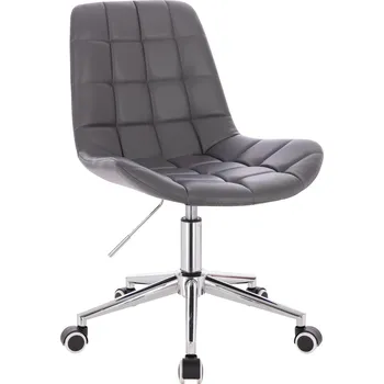 Kosmetické křeslo ekokůže Voss na stříbrné podstavě s kolečky - tmavě šedé