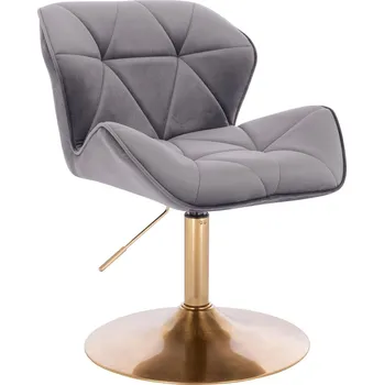 Kosmetická židlička velur Horten na zlatém talíři - tmavě šedé