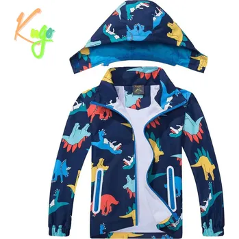 Chlapecká bunda Chlapecká jarní, podzimní bunda - KUGO B2849, tmavě modrá / dinosaurus Barva: Modrá tmavě, Velikost: 128