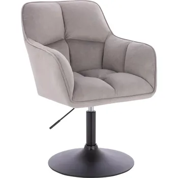 Otočné křeslo Moss velur na černém talíři - šedé