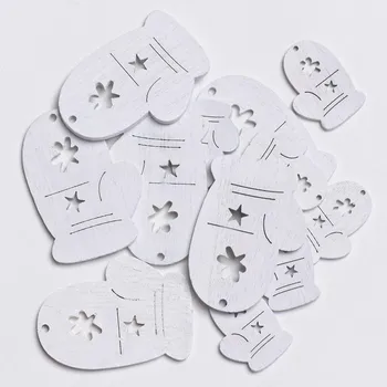 Vánoční dekorace Dekorace rukavice mix sada 12 ks dřevo bílá