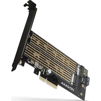 Pouzdro na externí pevný disk AXAGON PCEM2-D, PCIe x4 - M.2 NVMe M-key + SATA B-key slot adaptér, vč. LP