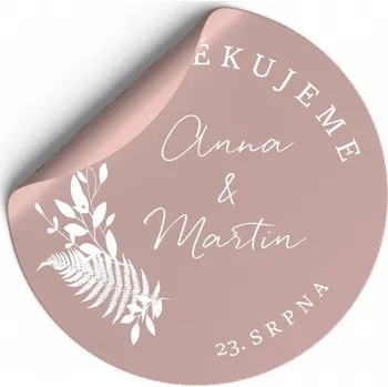 Svatební dekorace Svatební samolepky s vlastními jmény a datem svatby KAPRADÍ ( 10 Ks ) Barva: Růžová