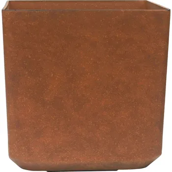 Květináč Venkovní plastový květník hnědý kostka 35x35x35 (Venkovní plastový květináč s imitací kamene)