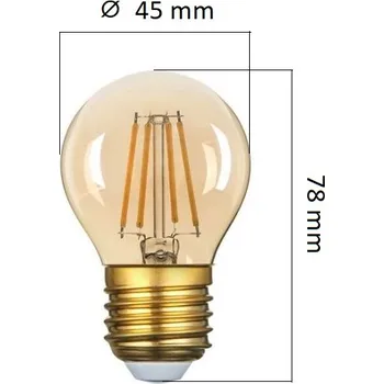 Žárovka Stmívatelná retro LED žárovka E27 4W 320lm G45 extra teplá filament, ekv. 30W poslední 1ks