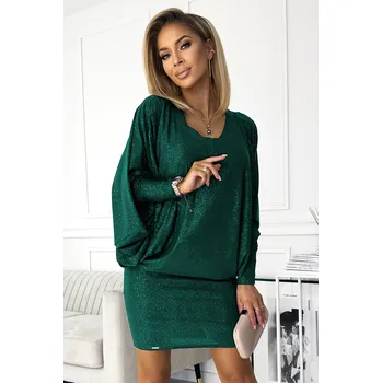 Dámské šaty Tmavě zelené šaty se třpytkami HELENA 402-2 Velikost: 2XL/3XL