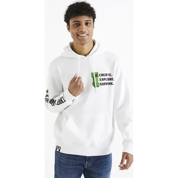 Pánská mikina Celio Mikina Minecraft s kapucí 1123729 Bílá XXL