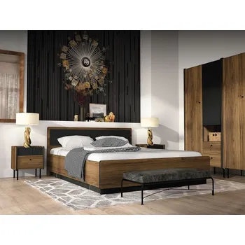 Ložnicová sestava Sestava do ložnice Prestigo - ořech warmia/san sebastian/černá