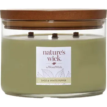 Svíčka WOOD WICK Svíčka Tumbler, Sage & White Pepper, 3 knoty, 433g