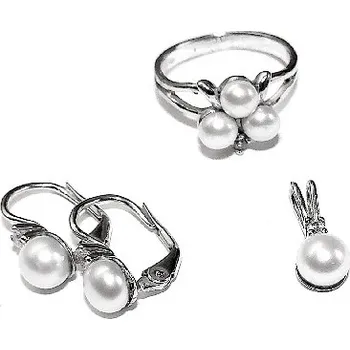 Souprava šperků Stříbrná souprava přírodní perla bílá - NK,P1243/T1167 (Stříbrnýá souprava s přírodními perlami)