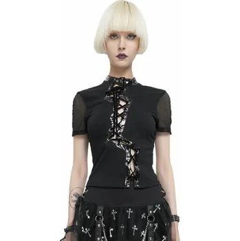 Dámské tričko tričko gothic and punk dámské - Black Asymmetric Gothic - DEVIL FASHION - TT223