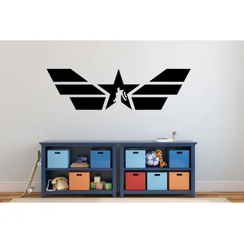 Samolepící dekorace Lepy.cz Samolepka na zeď Captain America - logo Velikost (šířka x výška): 40x11cm, Barevná varianta: Krémová