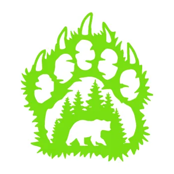 Samolepící dekorace Medvěd 010 pravá tlapa s krajinou (04 - zelená kawasaki) SAMOLEPKA NA AUTO, NÁLEPKA, FÓLIE, POLEP, TUNING, VLASTNÍ TEXT, TISK, AUTOSAMOLEPKY.cz, POLEPY, OBRÁZEK, LOGO, 3D STICKERS