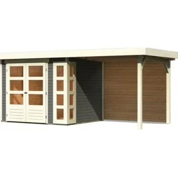 Zahrada dřevěný domek KARIBU KERKO 3 + přístavek 240 cm včetně zadní stěny (9186) terragrau