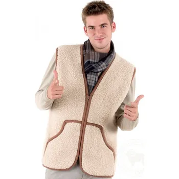 Vesta z ovčí vlny Carpathian 4XL béžová, Barevné varianty Hnědá, Velikosti XXXXL 200-100-00163