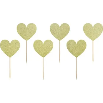 Party dekorace PartyDeco Napichovátka srdíčka zlatá 6ks