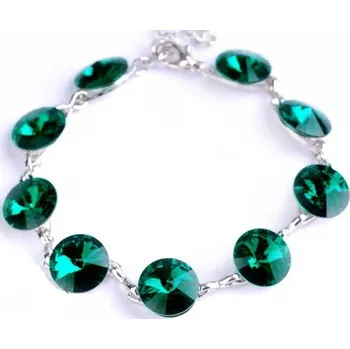 Náramek Swarovski Elements Rivoli 8mm - Rhodiovaný náramek zelený 33111.1 Emerald (zelená tmavá, smaragdová, brčálová)