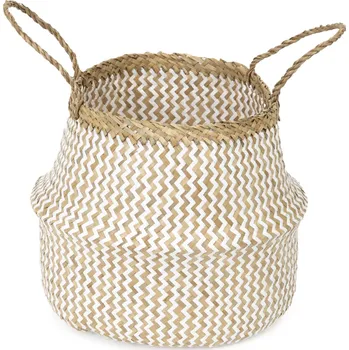 Úložný box Přírodní košík z mořské trávy a papíru Compactor Belly M, skládací, 35 x 32 cm