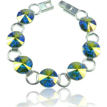 Náramek Swarovski Elements Rivoli 12mm - Rhodiovaný náramek bílý duhový 33111.1 Crystal AB (bílá, křišťálová, duhová, měňavá)