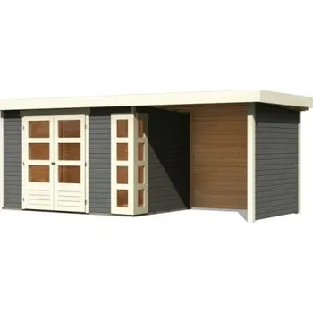 Zahrada dřevěný domek KARIBU KERKO 4 + přístavek 240 cm včetně zadní a boční stěny (82943) terragrau