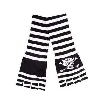 Rukavice Rukavice bezprsté dlouhé černo-bílé s pirát lebkou