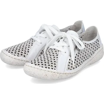 Dámské polobotky Dámské kožené polobotky 54516-80 Rieker bílé Barva: weiss, Velikost: 39