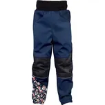 Dětské softshellové kalhoty Wamu s fleecem Lišky - tmavě modré velikost 140-146