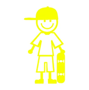 samolepka Cartoon family kluk 003 pravá skateboardista (70 - Fluorescentní žlutá) SAMOLEPKA NA AUTO, NÁLEPKA, FÓLIE, POLEP, TUNING, VLASTNÍ TEXT, TISK, AUTOSAMOLEPKY.cz, POLEPY, OBRÁZEK, LOGO, 3D STICKERS