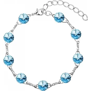 Náramek Swarovski Elements Rivoli 8mm - Rhodiovaný náramek modrý 33111.1 Aquamarine (modrá světlá, azurová, nebeská)