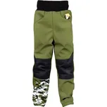Dětské softshellové kalhoty Wamu s fleecem Maskáč - khaki velikost 98-104