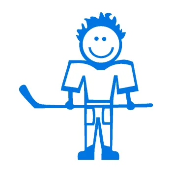 samolepka Cartoon family kluk 002 levá hokejista (11 - modrá oceán) SAMOLEPKA NA AUTO, NÁLEPKA, FÓLIE, POLEP, TUNING, VLASTNÍ TEXT, TISK, AUTOSAMOLEPKY.cz, POLEPY, OBRÁZEK, LOGO, 3D STICKERS