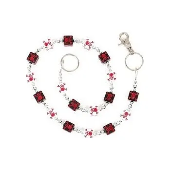 Dámské kalhoty Řetěz na kalhoty s černo-bílými kostkami s lebkami