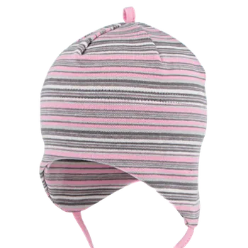 Kojenecká čepice RDX Dívčí kojenecká čepice vázací s proužky Růžové proužky Vel. 00