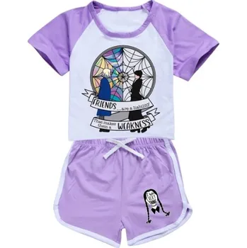 Dětský letní set tričko + kraťasy Wednesday Addams - Friends Barva: Fialová, Velikost: 130