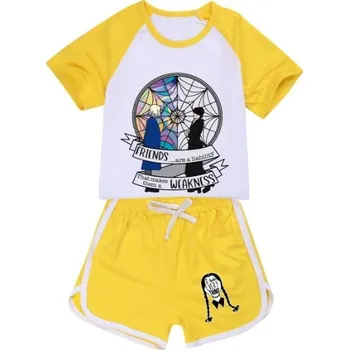 Dětský letní set tričko + kraťasy Wednesday Addams - Friends Barva: Žlutá, Velikost: 130