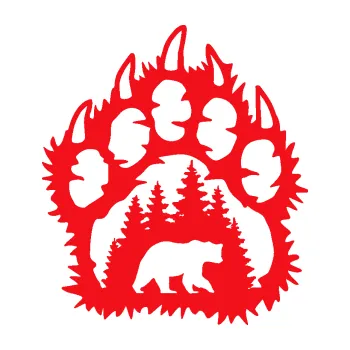 Samolepící dekorace SAMOLEPKA Medvěd 010 pravá tlapa s krajinou (10 - červená) NA AUTO, NÁLEPKA, FÓLIE, POLEP, TUNING, VLASTNÍ TEXT, TISK, AUTOSAMOLEPKY.cz, POLEPY, OBRÁZEK, LOGO, SAMOLEPKY