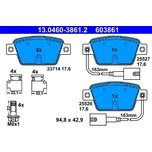 Sada brzdových destiček, kotoučová brzda ATE 13.0460-3861.2