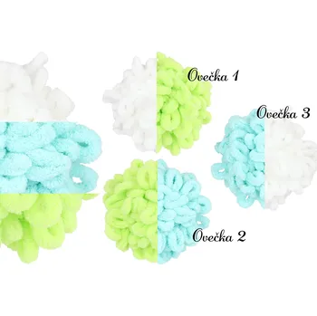 Svatební dekorace MoVe balíček Sada na výrobu MINI Oveček MINI ovečky: Žíhaná - 27 Bílá, světle tyrkysová (mint), pistáciová