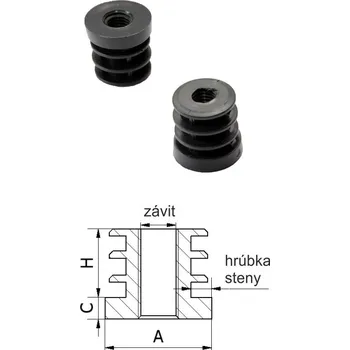 Stavební profil KOVIAN, s.r.o. M10,A-20mm,H-20mm,C-6.2mm,čierna, tloušťka stěny-1-1.25mm, plastová zátka na jekl se závitem, PE