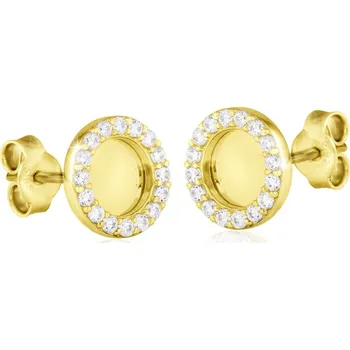 Náušnice GEMMAX Zlaté náušnice se zirkony – zlatý šperk ryzosti 585/1000 v Dárkovém balení s Certifikátem GLEYB-34061