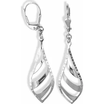 Náušnice GEMMAX Zlaté elegantní visací náušnice - Bílé s diamantovým brusem – zlatý šperk ryzosti 585/1000 v Dárkovém balení s Certifikátem GLEWN-04641