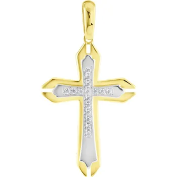 Přívěsek GEMMAX Masivní zlatý kříž se zirkony – zlatý šperk ryzosti 585/1000 v Dárkovém balení s Certifikátem GUPCN-36641