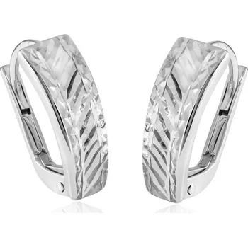 Náušnice GEMMAX Náušnice z bílého zlata s gravírováním – zlatý šperk ryzosti 585/1000 v Dárkovém balení s Certifikátem GLEWN-40271