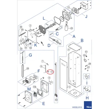 NICE PMD0062A.4610 uvolňovacia páčka zámku pre závoru WIDEM