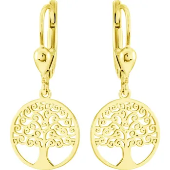 Náušnice GEMMAX Zlaté visací náušnice Strom života – zlatý šperk ryzosti 585/1000 v Dárkovém balení s Certifikátem GLEYN-40181